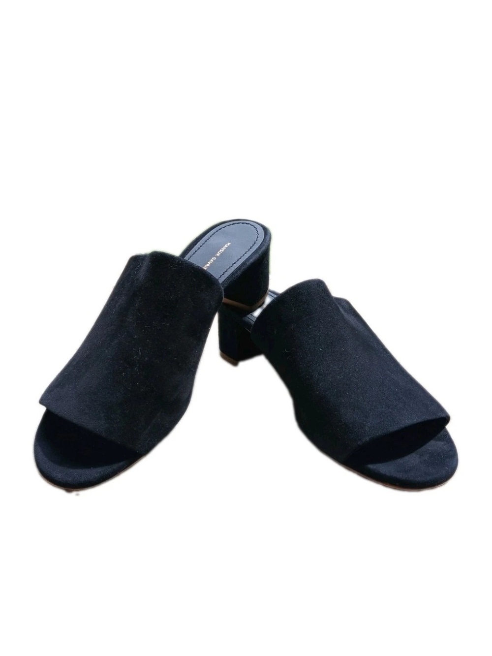 Mansur Gavriel Black Suede Open-Toe Block Heel Mules US 7/37